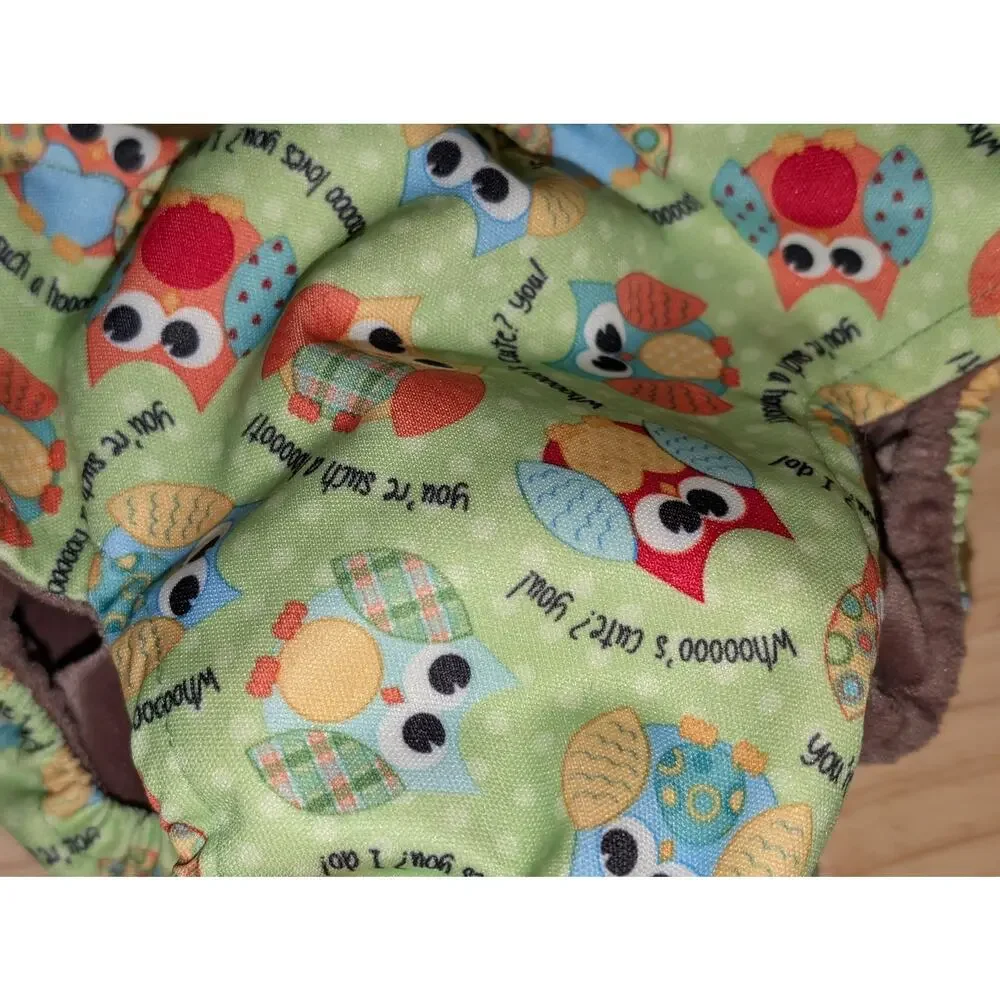 Cute Waterproof Owl Print Reusable Washable Dog Diaper SZ M Whoooo's Cute? You!